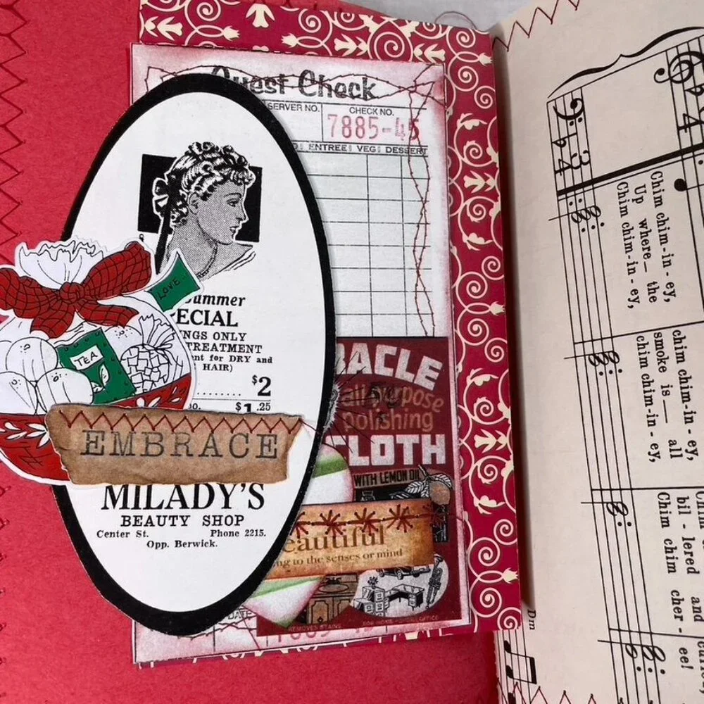 Christmas Junk Journal Includes Charm u Washi Fabric Wrap Tons Ephemera Handmad - Picture 14 of 16